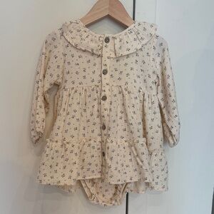 Quincy Mae Cream Floral Tiered Ruffle Dress